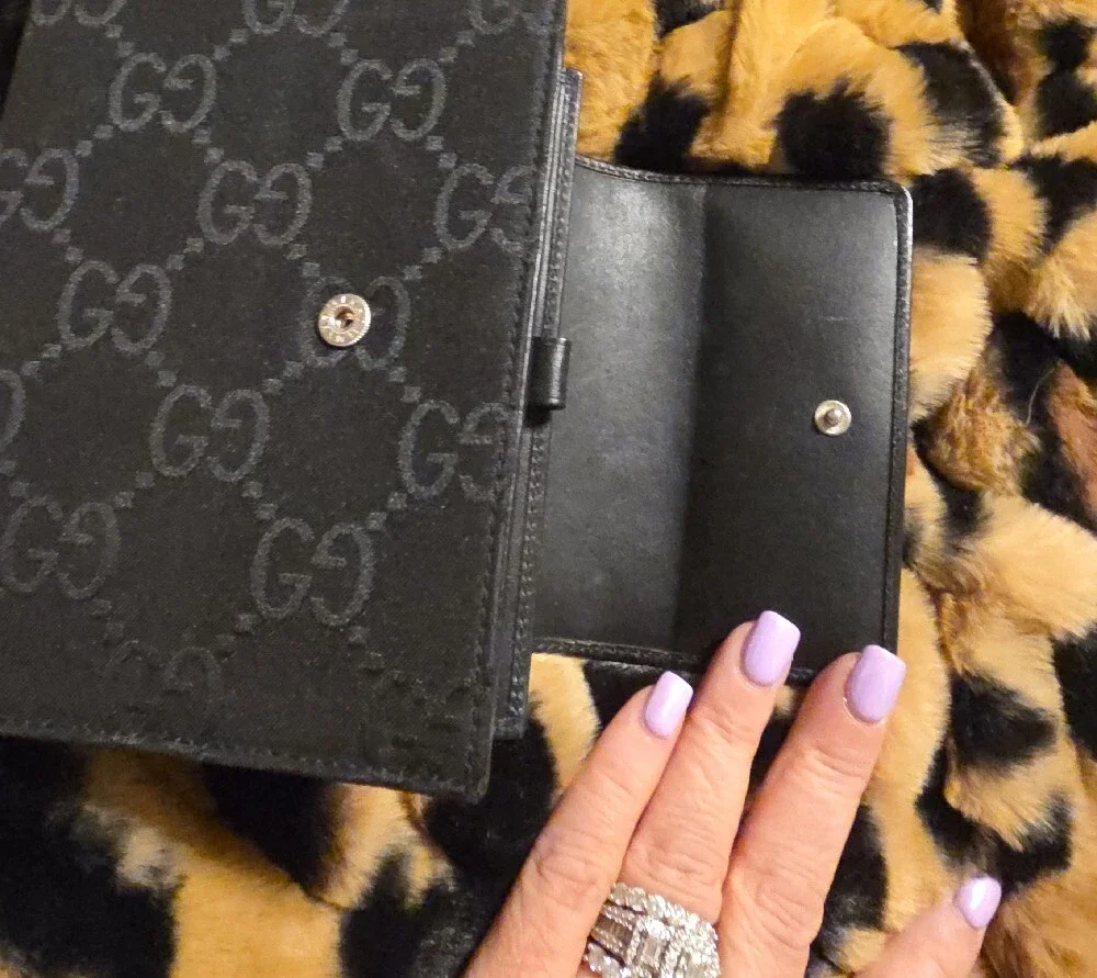 Gucci Brown Box with Black Leather & GG Canvas Wallet